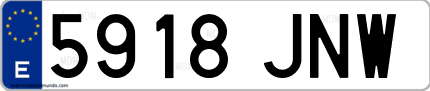 Ejemplo de matrícula de coche ordinaria 5918 JNW