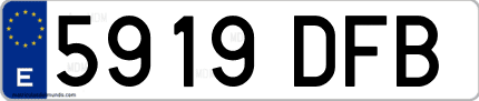 Ejemplo de matrícula de coche ordinaria 5919 DFB