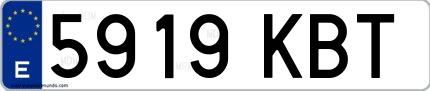 Ejemplo de matrícula española 5919 KBT