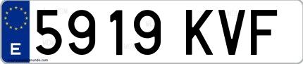 Ejemplo de matrícula española 5919 KVF