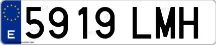 Ejemplo de matrícula española 5919 LMH