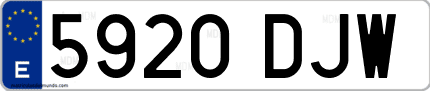 Ejemplo de matrícula de coche ordinaria 5920 DJW
