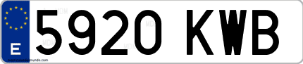 Ejemplo de matrícula de coche ordinaria 5920 KWB