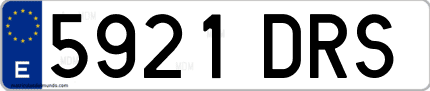 Ejemplo de matrícula de coche ordinaria 5921 DRS