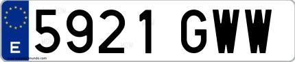 Ejemplo de matrícula española 5921 GWW
