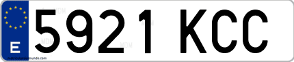 Ejemplo de matrícula de coche ordinaria 5921 KCC