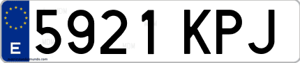 Ejemplo de matrícula de coche ordinaria 5921 KPJ