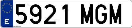Ejemplo de matrícula española 5921 MGM