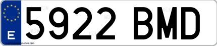 Ejemplo de matrícula española 5922 BMD