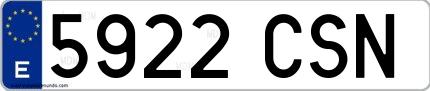 Ejemplo de matrícula española 5922 CSN