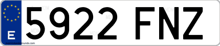 Ejemplo de matrícula de coche ordinaria 5922 FNZ