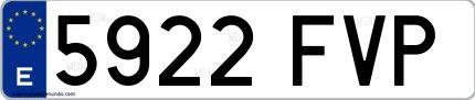 Ejemplo de matrícula española 5922 FVP