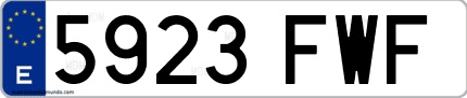 Ejemplo de matrícula de coche ordinaria 5923 FWF