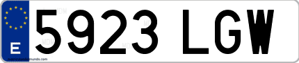 Ejemplo de matrícula de coche ordinaria 5923 LGW