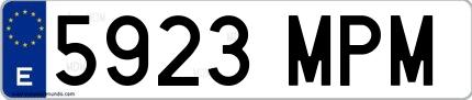 Ejemplo de matrícula española 5923 MPM