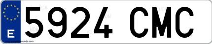 Ejemplo de matrícula española 5924 CMC