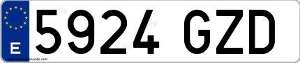 Ejemplo de matrícula española 5924 GZD