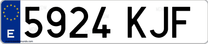 Ejemplo de matrícula de coche ordinaria 5924 KJF