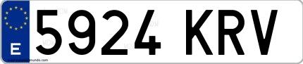 Ejemplo de matrícula española 5924 KRV