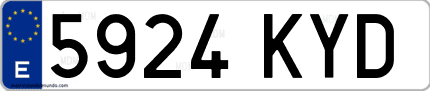 Ejemplo de matrícula de coche ordinaria 5924 KYD