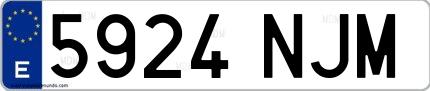 Ejemplo de matrícula española 5924 NJM
