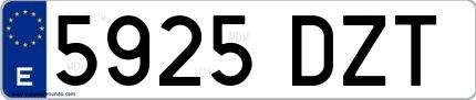Ejemplo de matrícula española 5925 DZT
