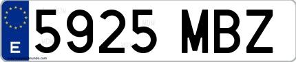 Ejemplo de matrícula de coche ordinaria 5925 MBZ