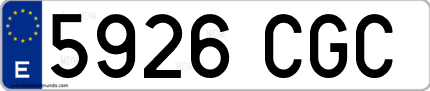 Ejemplo de matrícula de coche ordinaria 5926 CGC
