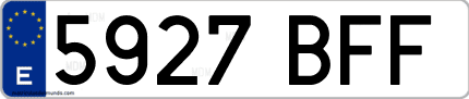 Ejemplo de matrícula de coche ordinaria 5927 BFF