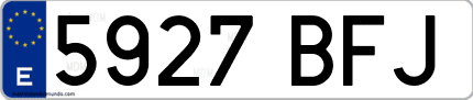 Ejemplo de matrícula de coche ordinaria 5927 BFJ