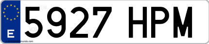 Ejemplo de matrícula de coche ordinaria 5927 HPM