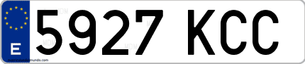 Ejemplo de matrícula de coche ordinaria 5927 KCC