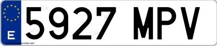 Ejemplo de matrícula española 5927 MPV