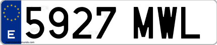 Ejemplo de matrícula de coche ordinaria 5927 MWL