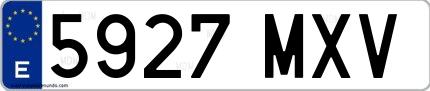 Ejemplo de matrícula española 5927 MXV