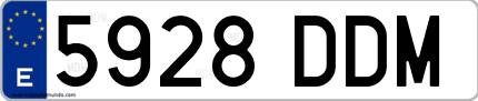 Ejemplo de matrícula de coche ordinaria 5928 DDM