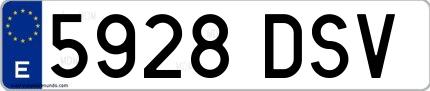 Ejemplo de matrícula española 5928 DSV