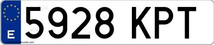 Ejemplo de matrícula española 5928 KPT