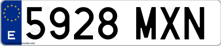 Ejemplo de matrícula de coche ordinaria 5928 MXN