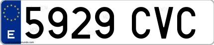 Ejemplo de matrícula de coche ordinaria 5929 CVC