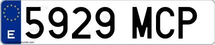 Ejemplo de matrícula española 5929 MCP