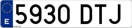 Ejemplo de matrícula española 5930 DTJ