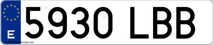 Ejemplo de matrícula española 5930 LBB