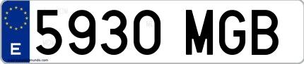 Ejemplo de matrícula española 5930 MGB