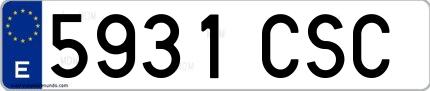 Ejemplo de matrícula española 5931 CSC