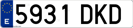 Ejemplo de matrícula de coche ordinaria 5931 DKD