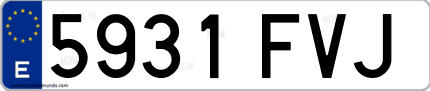 Ejemplo de matrícula de coche ordinaria 5931 FVJ