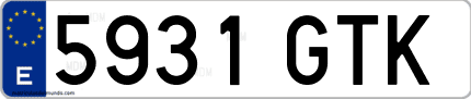 Ejemplo de matrícula de coche ordinaria 5931 GTK