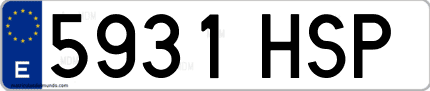 Ejemplo de matrícula de coche ordinaria 5931 HSP