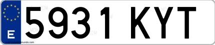 Ejemplo de matrícula española 5931 KYT